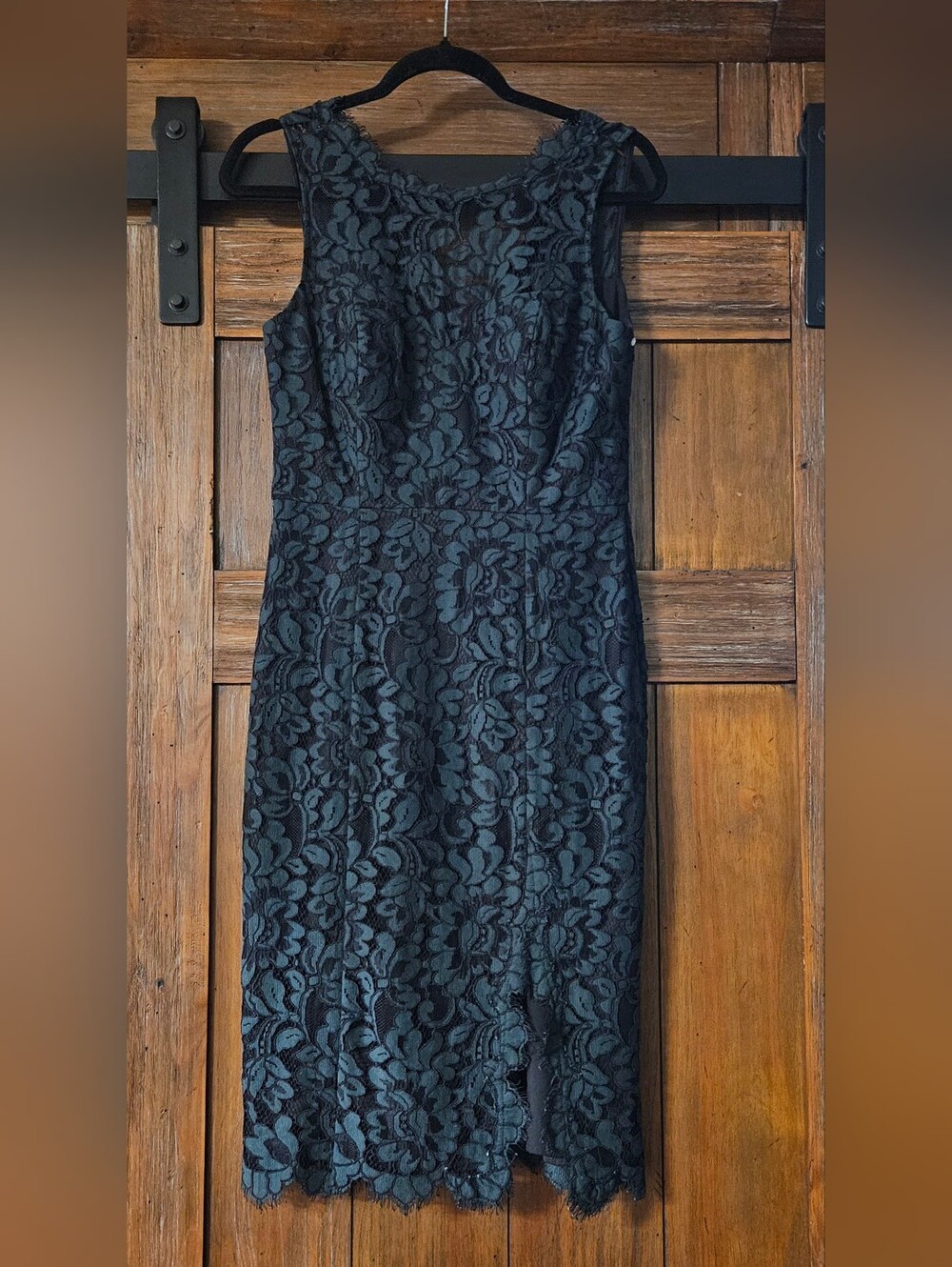 NWOT, Eliza J, Sleeveless Black/Green Lace Sheath Dress